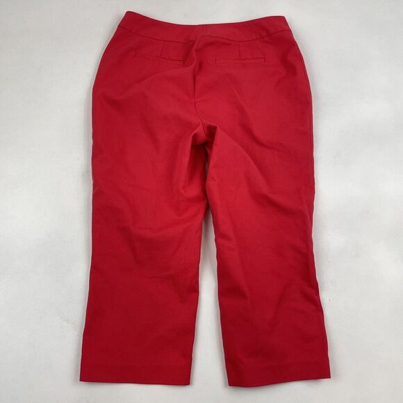 Rafaella Curvy Size 4 Coral Capri Cropped Pants Button Detail Stretch - Picture 7 of 7